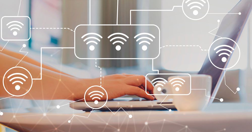 Ambiente empresarial conectado por Wi-Fi