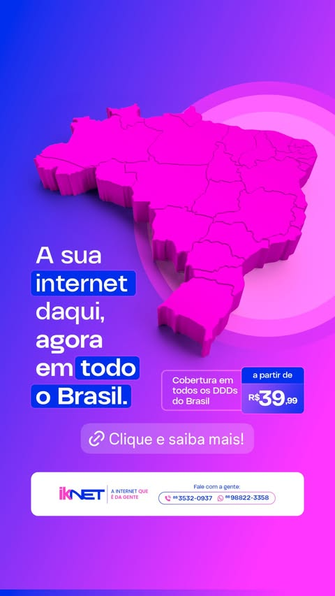 IKNET Móvel com cobertura nos DDDs de todo o Brasil